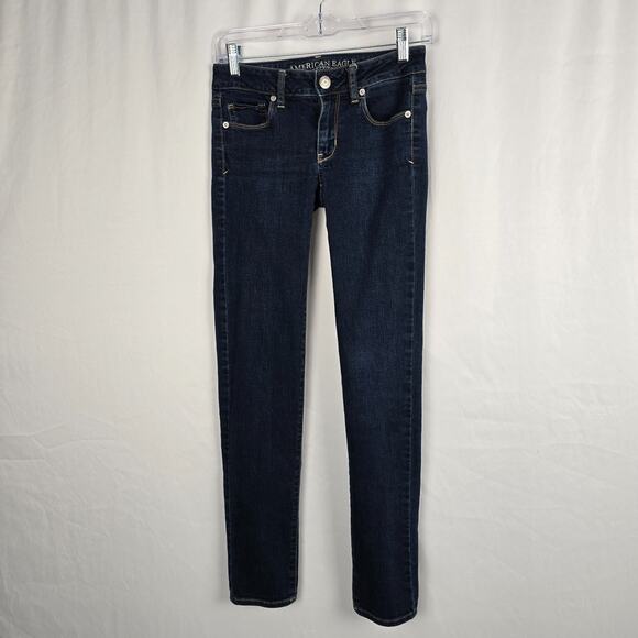 American Eagle Skinny Jeans Women's 0 Super Stretch Blue Dark Wash - Picture 7 of 16